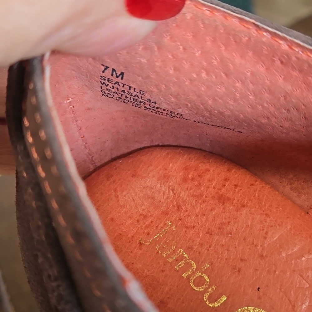 Jambu Seattle Wingtip Heeled Leather Suede Oxford Peach Brown Womens Size 7 - Picture 5 of 7